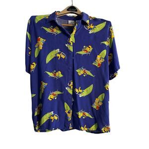 The Simpsons 1990s Button Up Dress Shirt Size XL Purple Bart Milhouse Vintage